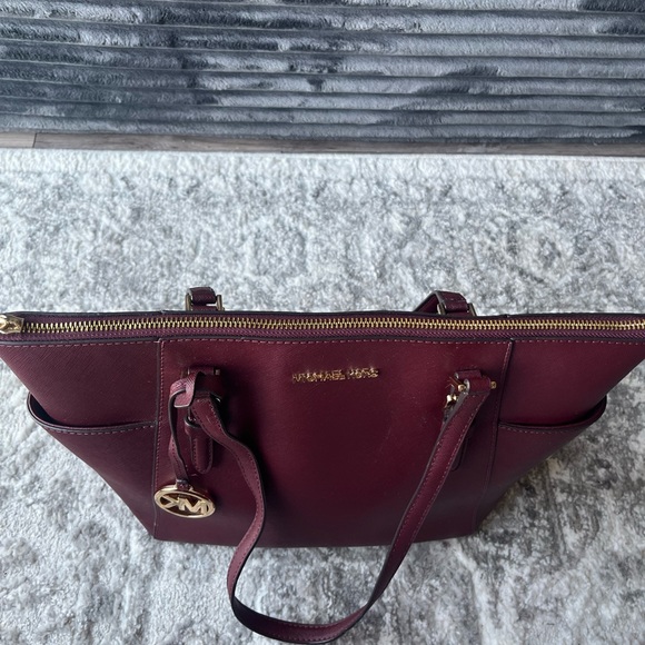 Michael Kors Burgundy Tote with Gold Details - Picture 7 of 7